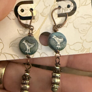 Teal and silver Sand piper earrings